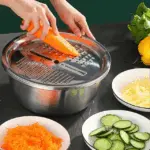 3-in-1 Stainless Steel Kitchen Set – Grinder, Strainer & Mixing Bowl - Image 2
