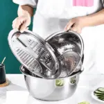 3-in-1 Stainless Steel Kitchen Set – Grinder, Strainer & Mixing Bowl - Image 3