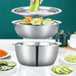 3-in-1 Stainless Steel Kitchen Set – Grinder, Strainer & Mixing Bowl - Image 5